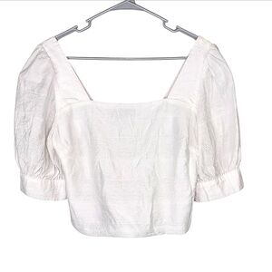 Lucy Paris White Puff Sleeve Crop Top Size Medium